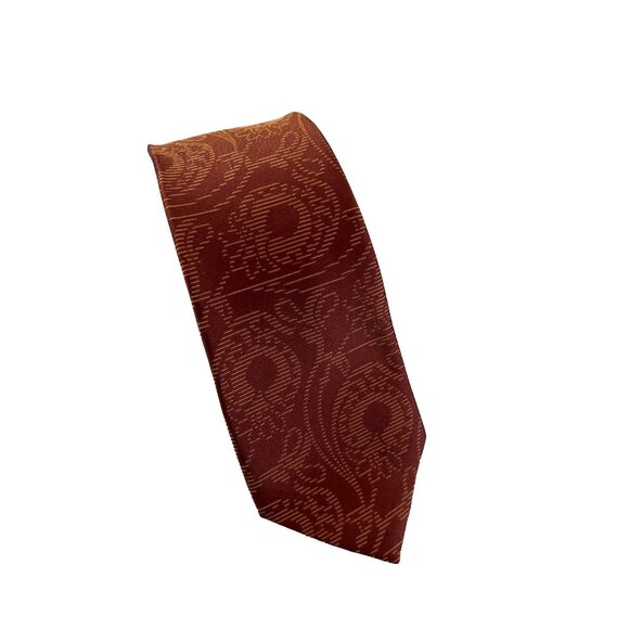 Tallia Paisley Silk Tie Dark Orange - Picture 1 of 2